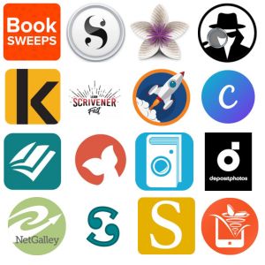 tiled logos of author services